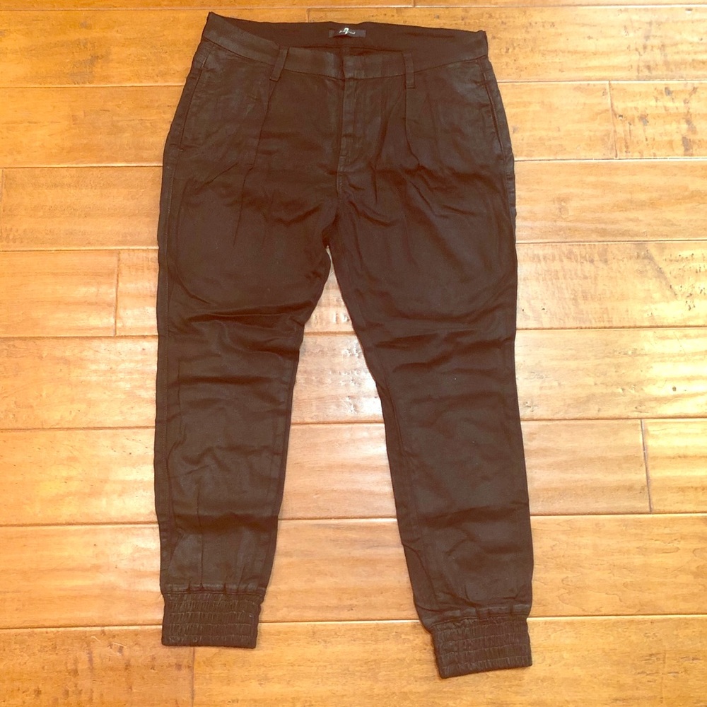 7 for all mankind black, coated jean joggers